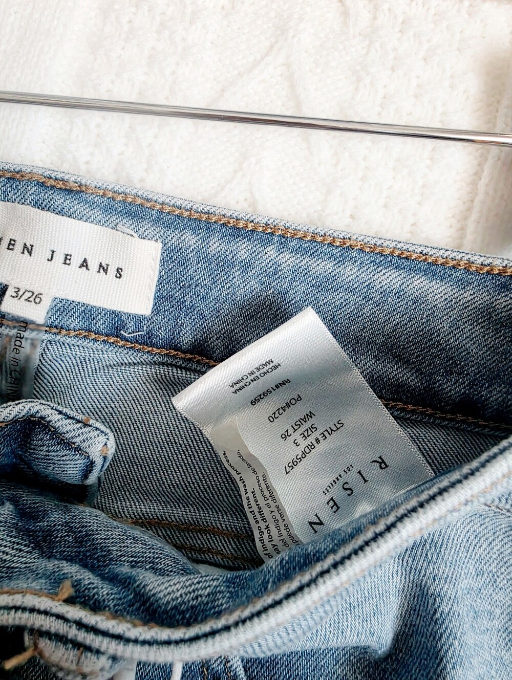 RISEN Women's Tummy Control Wide Leg Jeans Knee Distress Medium Wash HR 3/26 NEW - Picture 14 of 14